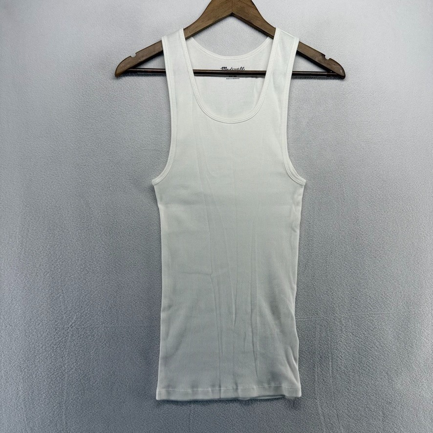 Madewell Tank Top Men's XS White Ribbed Blank Beater Solid layer Cotton NEW gallery