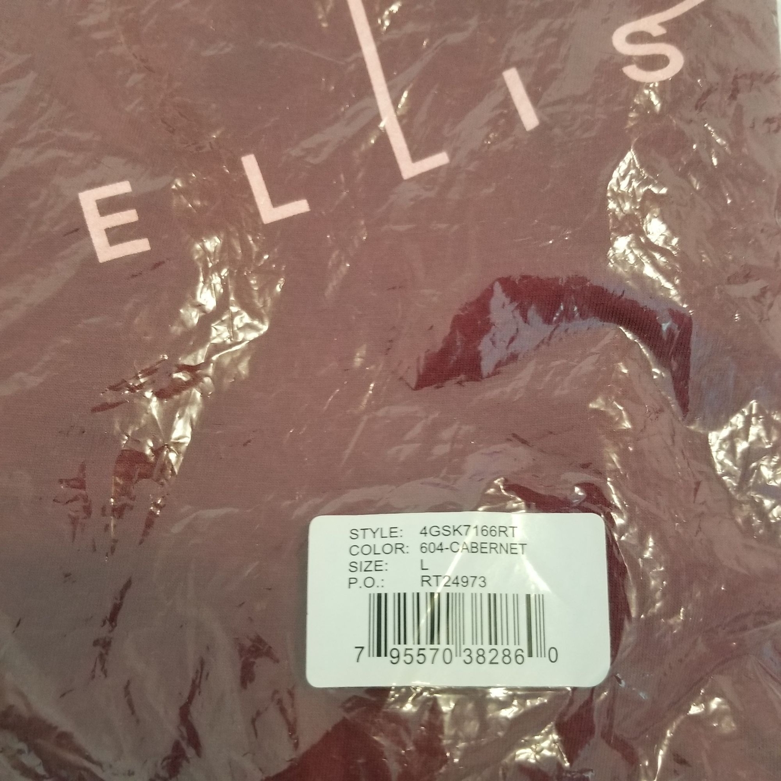 NWT PERRY ELLIS LOGO CREW NECK TEE Size L Color Cabernet- gallery