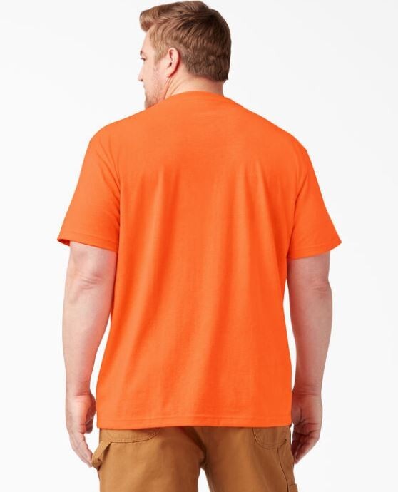 Dickies Neon Orange Heavyweight Pocket Work Tee Shirt Mens XL-XXL Short Sleeves gallery