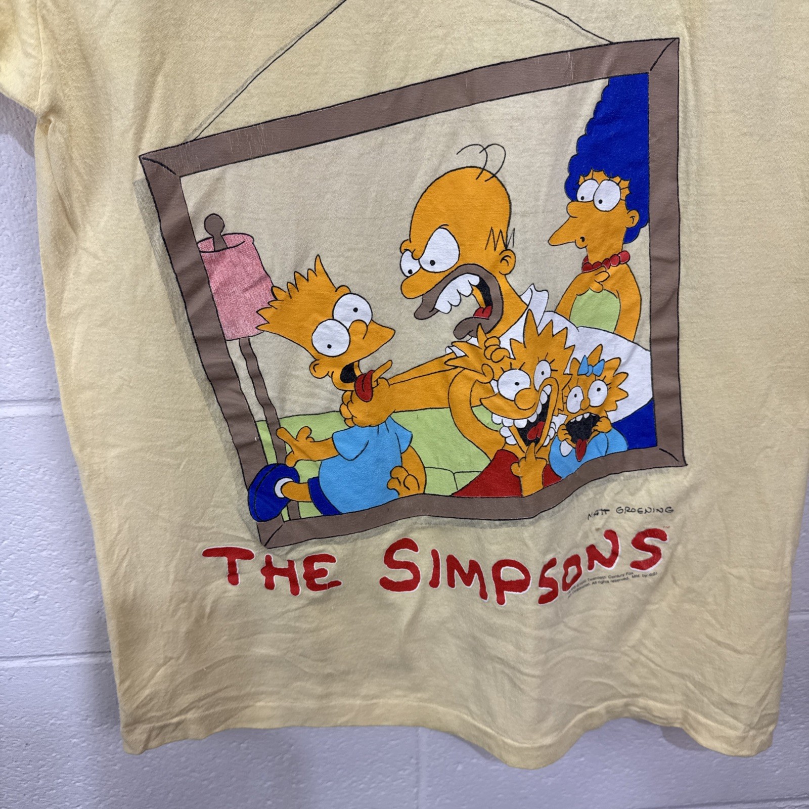Vintage 90s The Simpsons Family Portrait T-Shirt Size Large Yellow 1990 RARE gallery