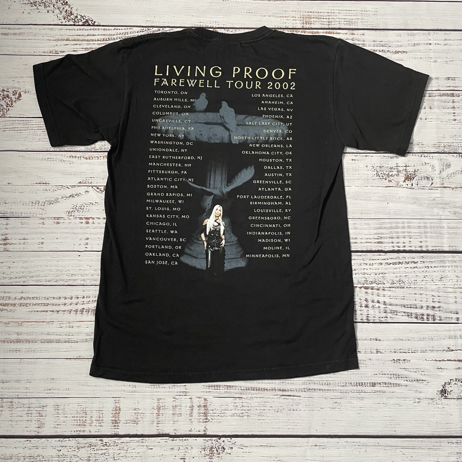 Vintage Cher “Living Proof” Farewell Tour 2002 Black Tee Adult Size Large Shirt gallery