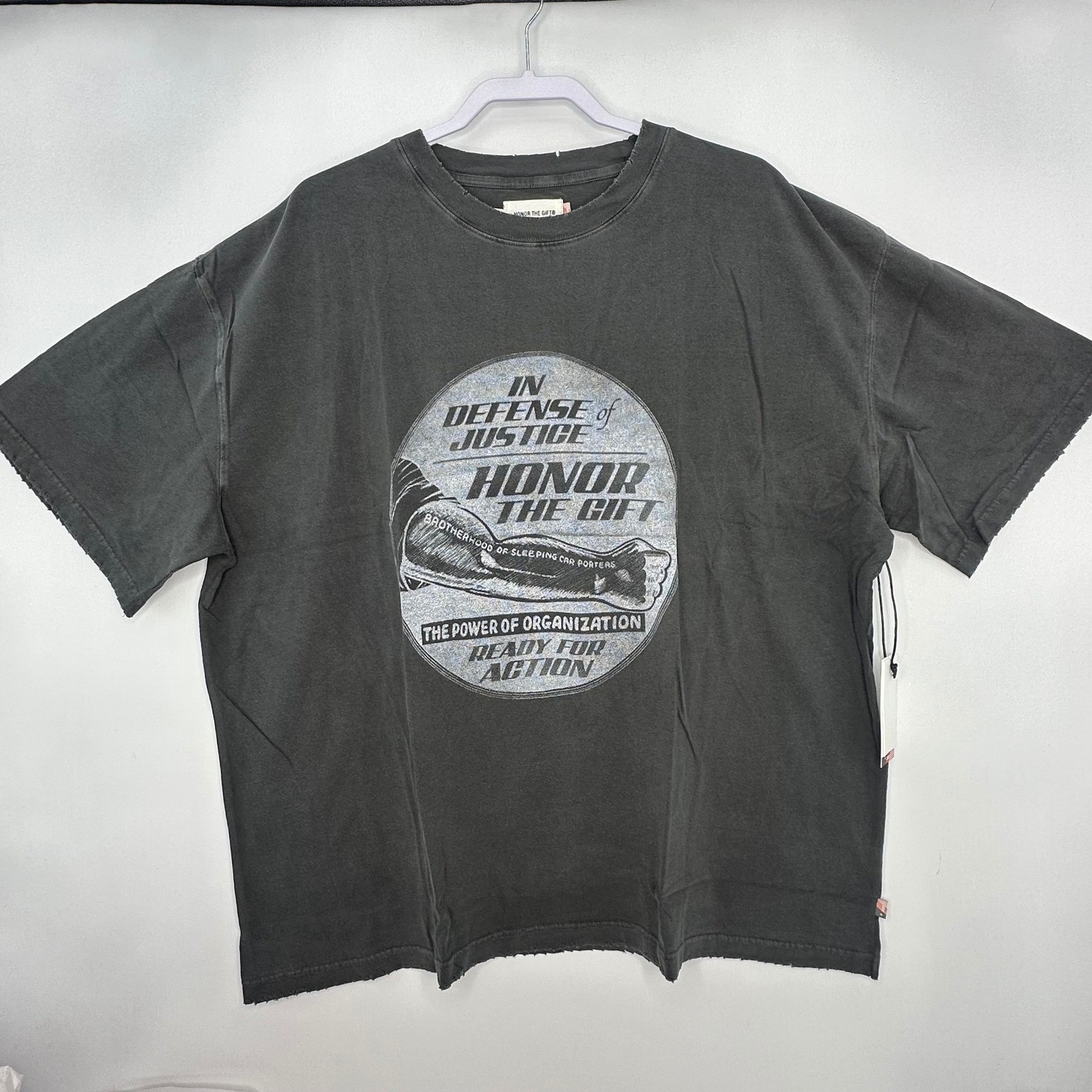 Honor The Gift HTG Ready For Action Tee Mens 2XL Black NWT Distressed Oversized