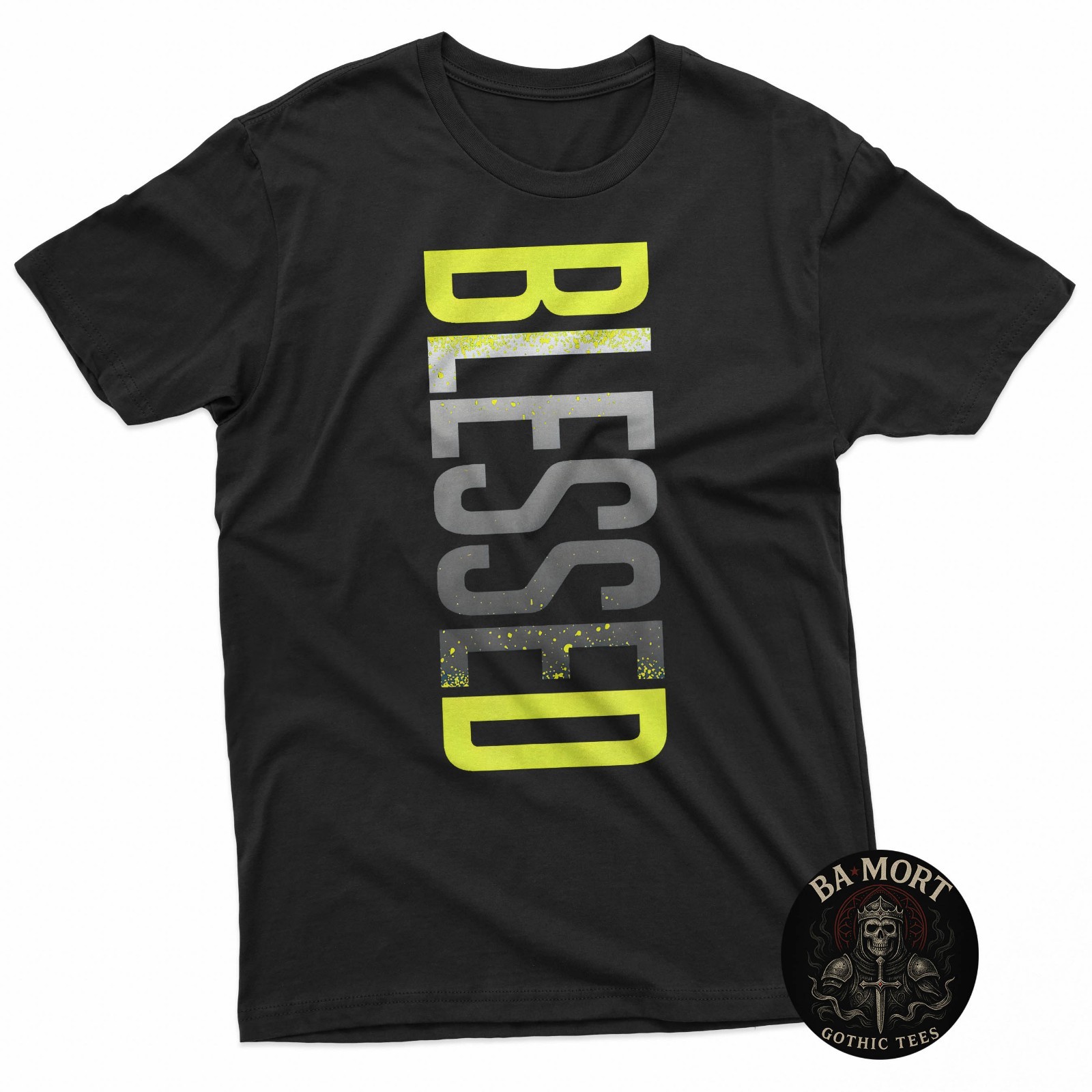 Neon Yellow Black Cool Grey Graphic Match T-Shirt gallery