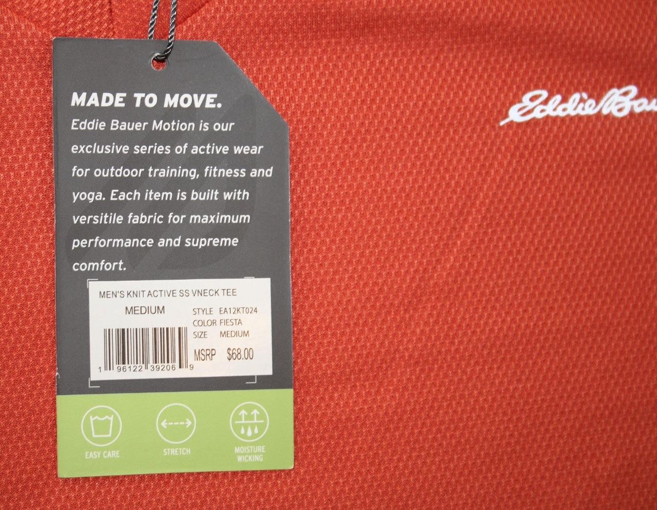Eddie Bauer Mens M Motion Performance Tee T-Shirt Short Sleeve Stretch Orange$68 gallery