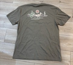 Poncho Outdoors Brown Olive Crew Neck Camp Travel Surf Fish T Shirt Large L