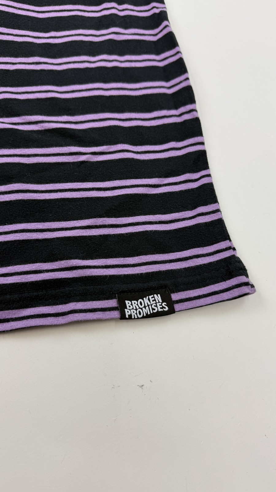 Broken Promises Shirt Mens XL Black Purple Striped Rose Embroidered Skate Tee gallery