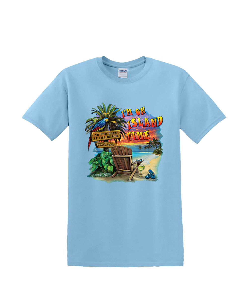 T-Shirt S to 2XL 3XL - ISLAND TIME relax resort neon fun adult gallery