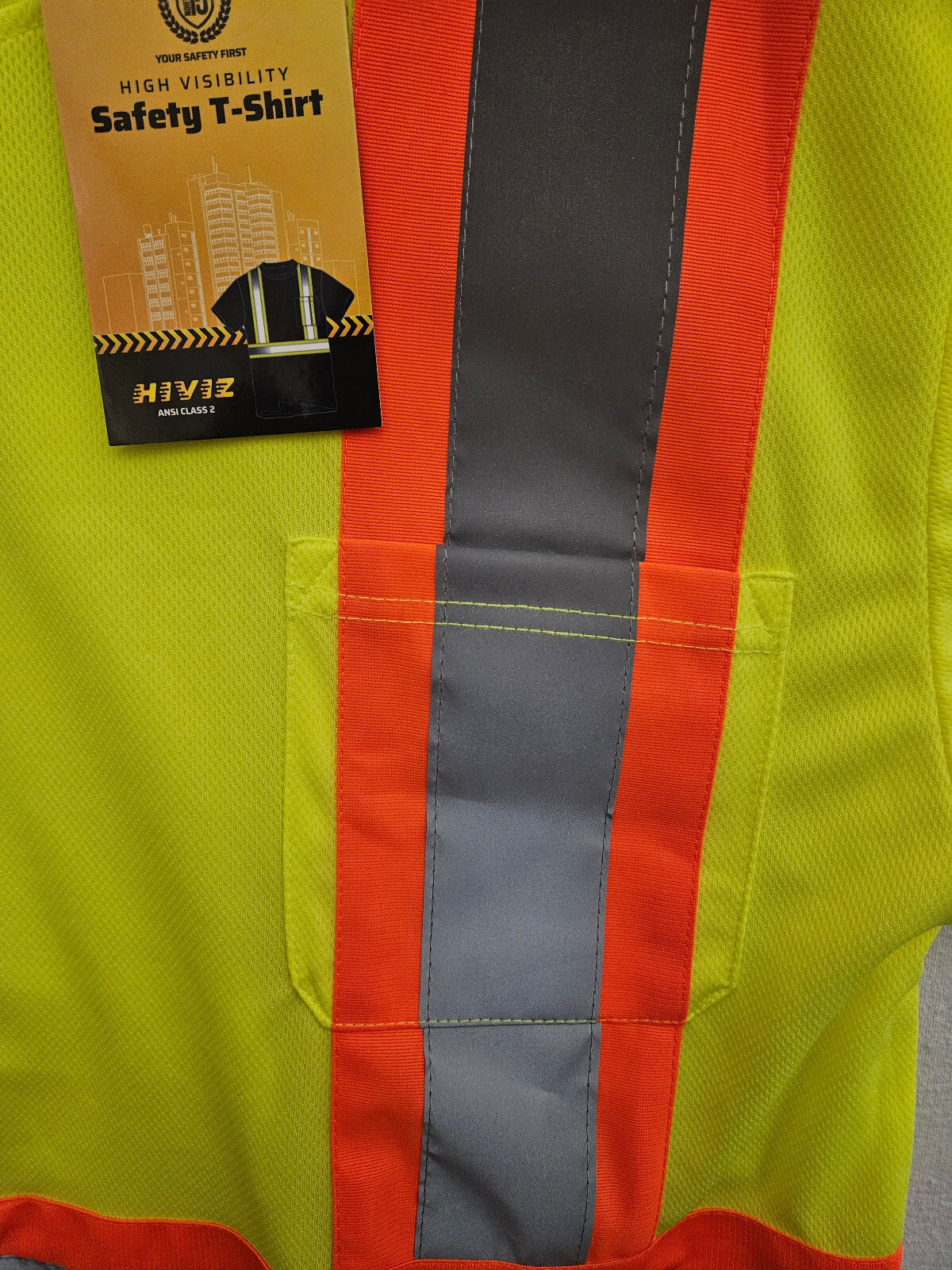North 15 HIVIS Workwear Large Safety Pocket T-Shirt A=20" B=29" Shirt ANSI 2 gallery