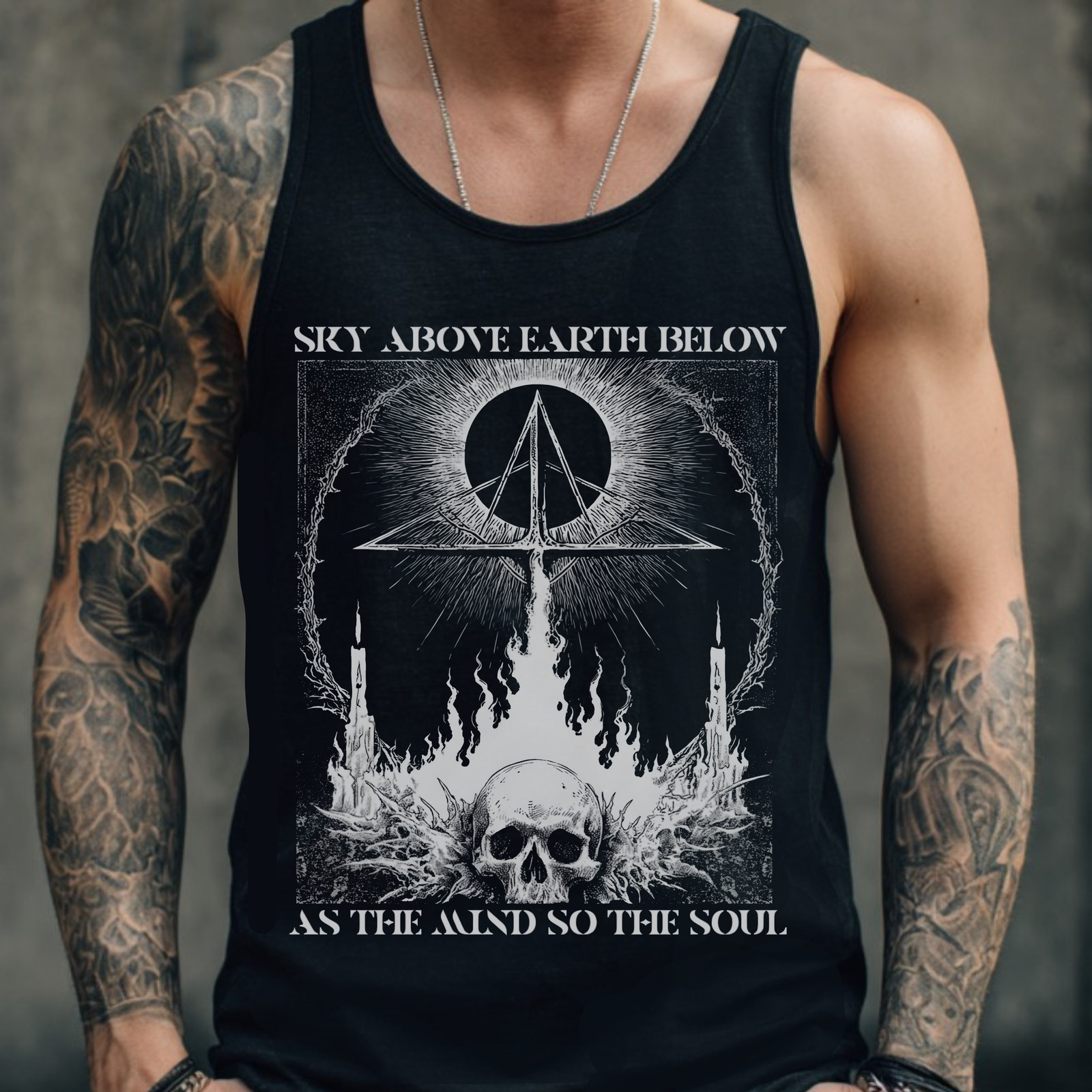 Occult Skull Unisex Graphic Tank Top Weirdcore Trippy Gothic Shirt Goth Tank Top gallery