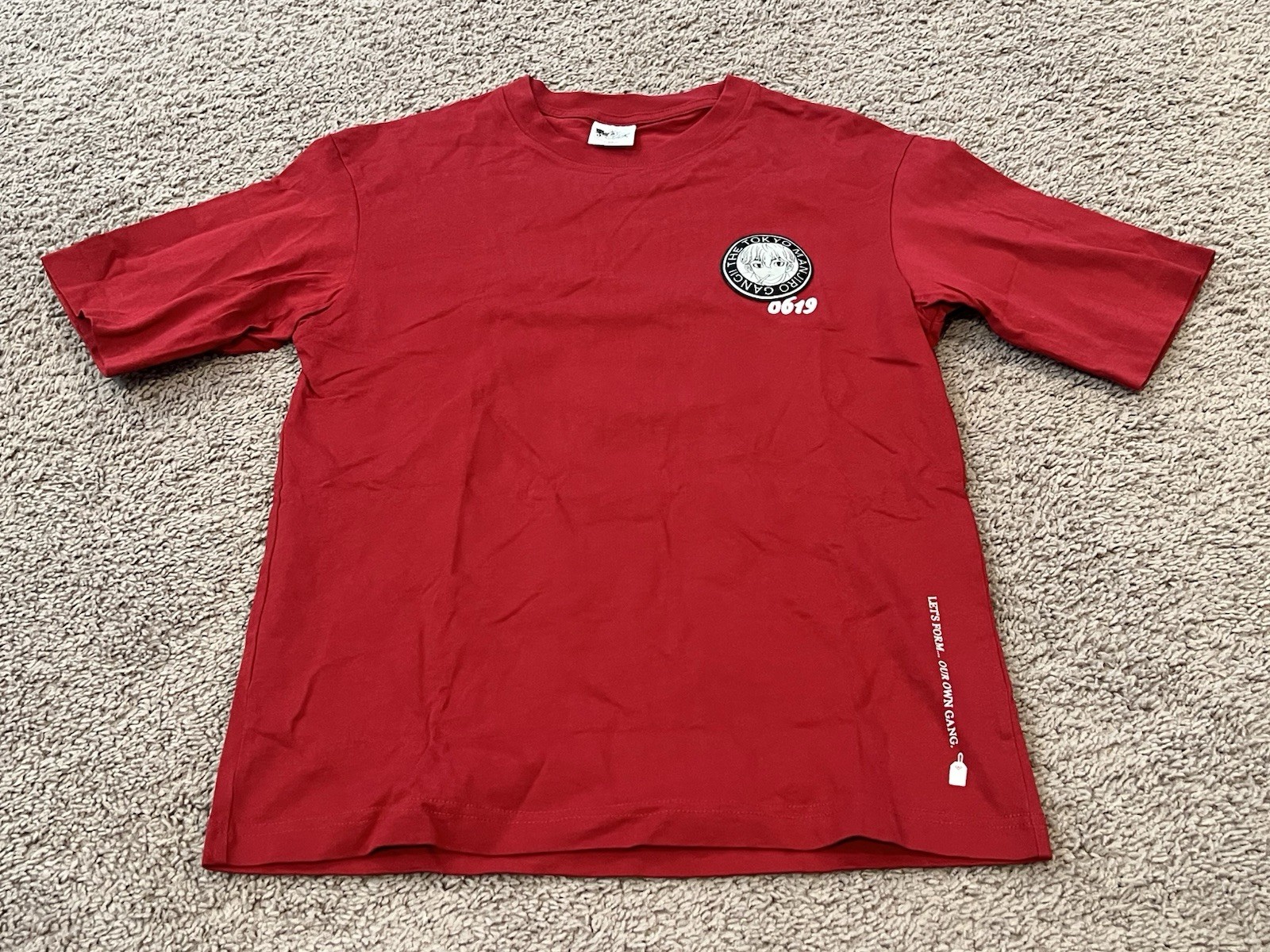 GU Japan Uniqlo Tokyo Revengers Red Manjiro Gang Cotton Shirt Size Small