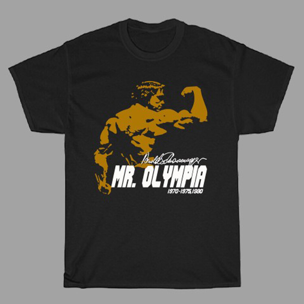 Arnold Schwarzenegger Mr. Olympia Muscle Man Men’s Black T-Shirt Size S to 3XL