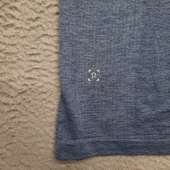 Lululemon Metal Vent Tech Shirt Men Large Blue Henley Long Sleeve Button Adult