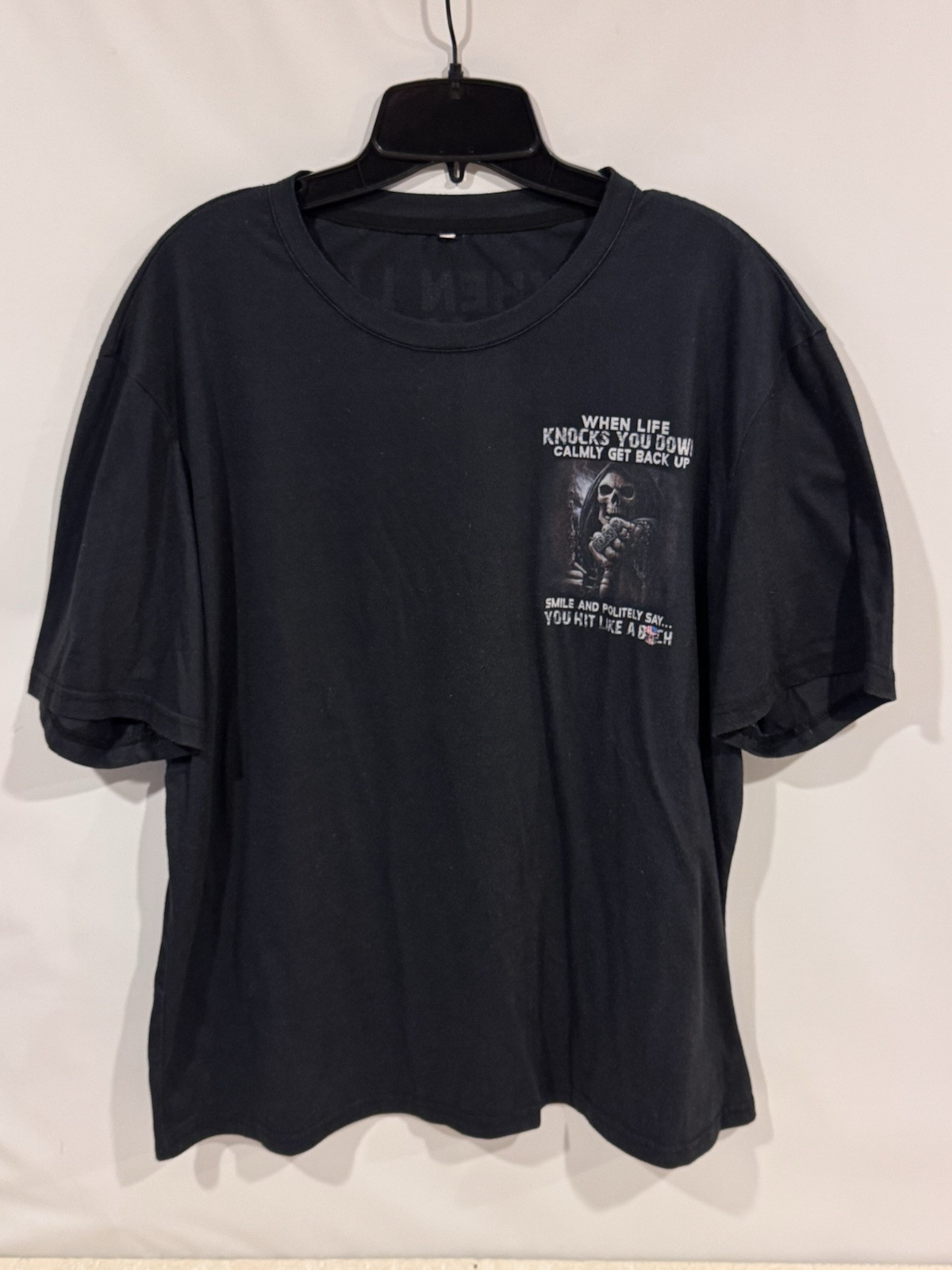 When Life Knocks You Down, Calmly Get Back Up Smile and Politely Say T-Shirt XL gallery