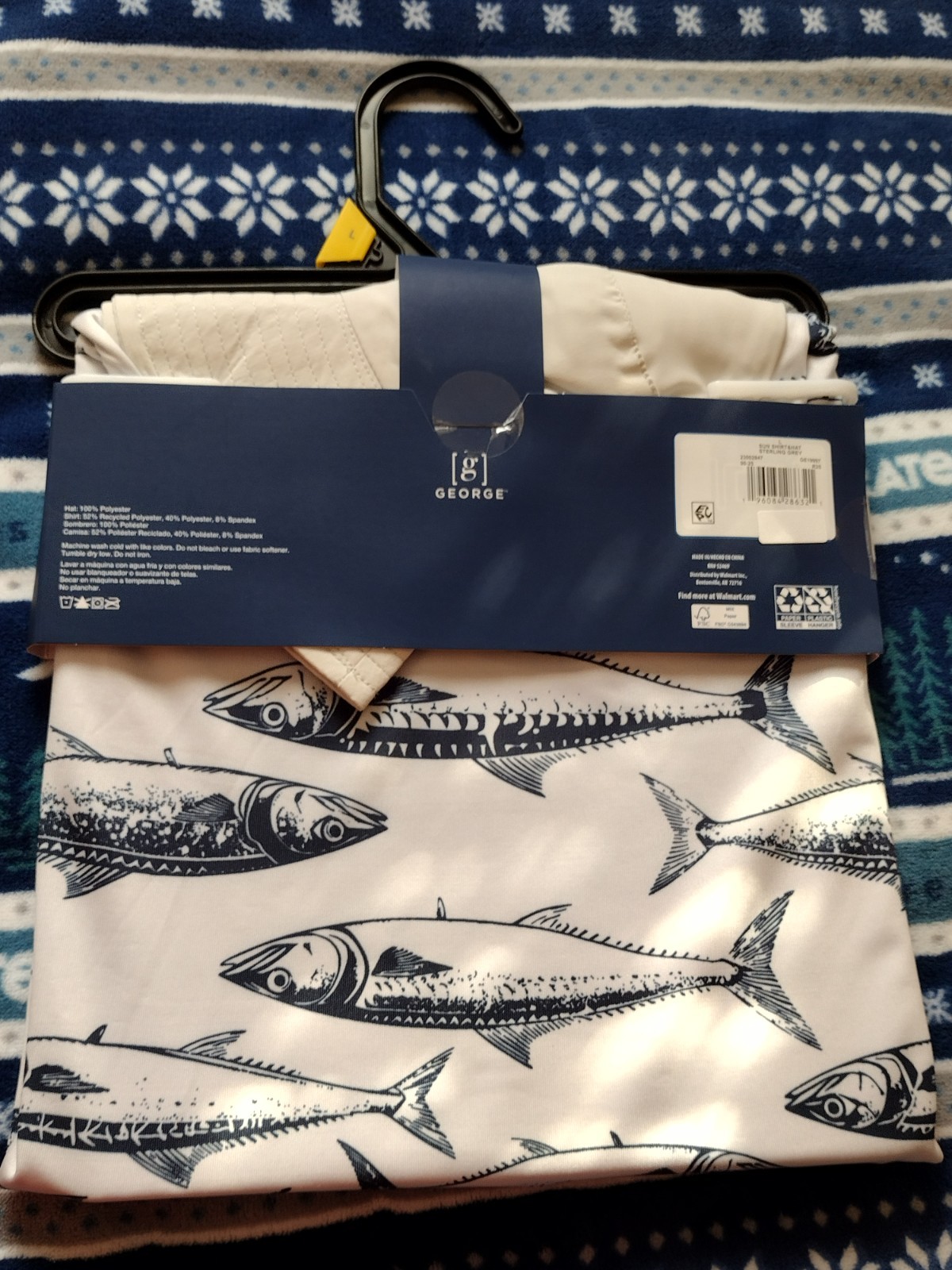 George Mens LG Fishing White Sunblocker Shirt (UPF 50) & Hat (UPF 30) Quick Dry gallery