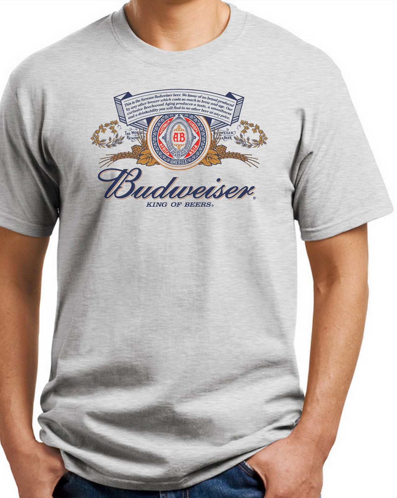 Budweiser Beer T-shirt. Ash,Khaki,White,Yellow Small – XXXL.Free Ship to USA