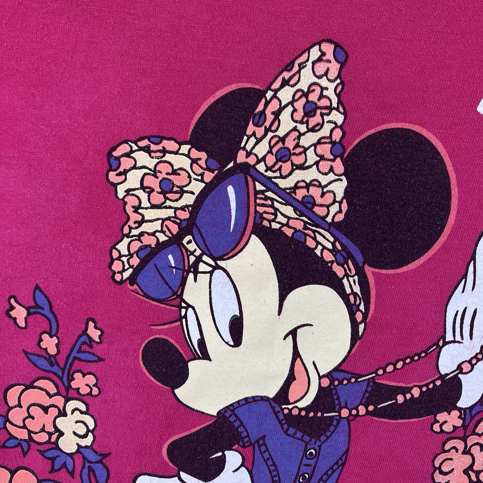 Vintage Florida Minnie Mouse T-Shirt Adult Size XL Pink & Gold Glitter VTG gallery