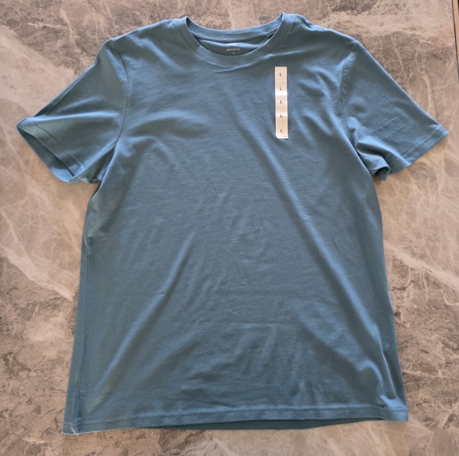 M&S Regular Fit Pure Cotton Crew Neck T-Shirt ~ LONG LENGTH ~ 2 PACK ~ Size L gallery