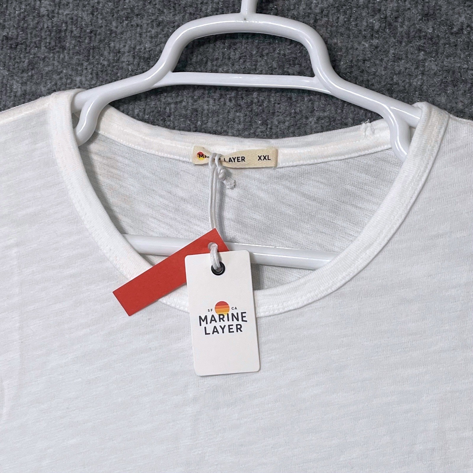 Marine Layer Mens XXL Heavy Slub Pocket Tee Antique Cream White NWT Fall 2022 gallery