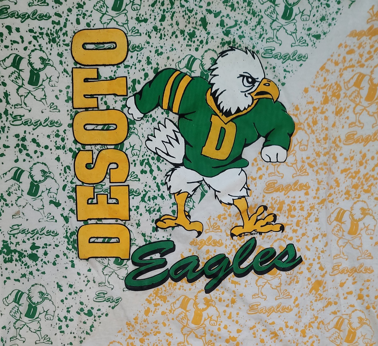 Vintage DeSoto Eagles High School Football AOP T Shirt Single Stitch Rare gallery