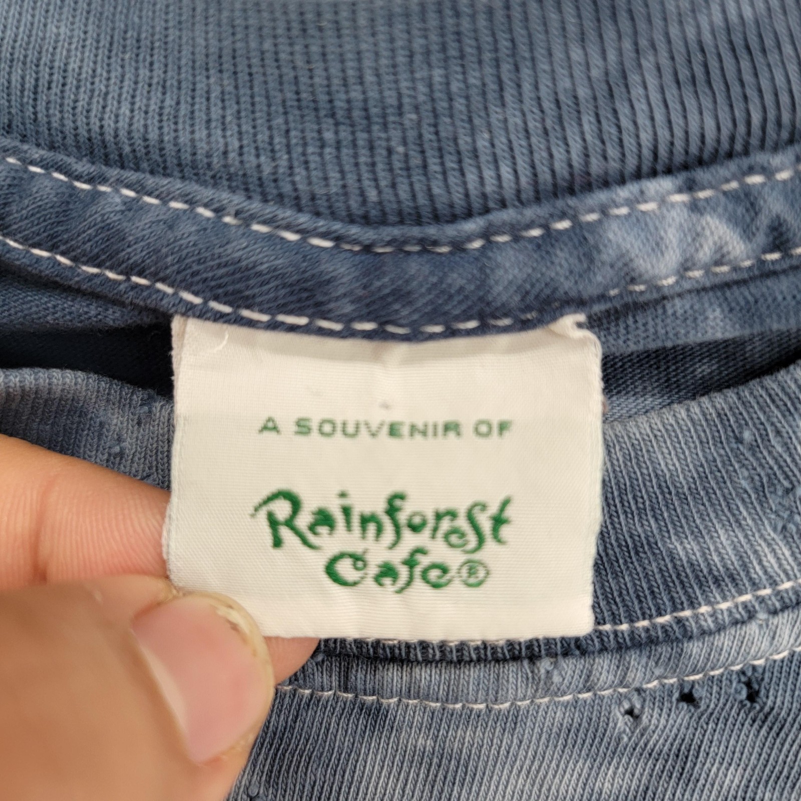 Rainforest Cafe Shirt Mens Small Blue Tie Dye White Tiger Graphic Galveston gallery