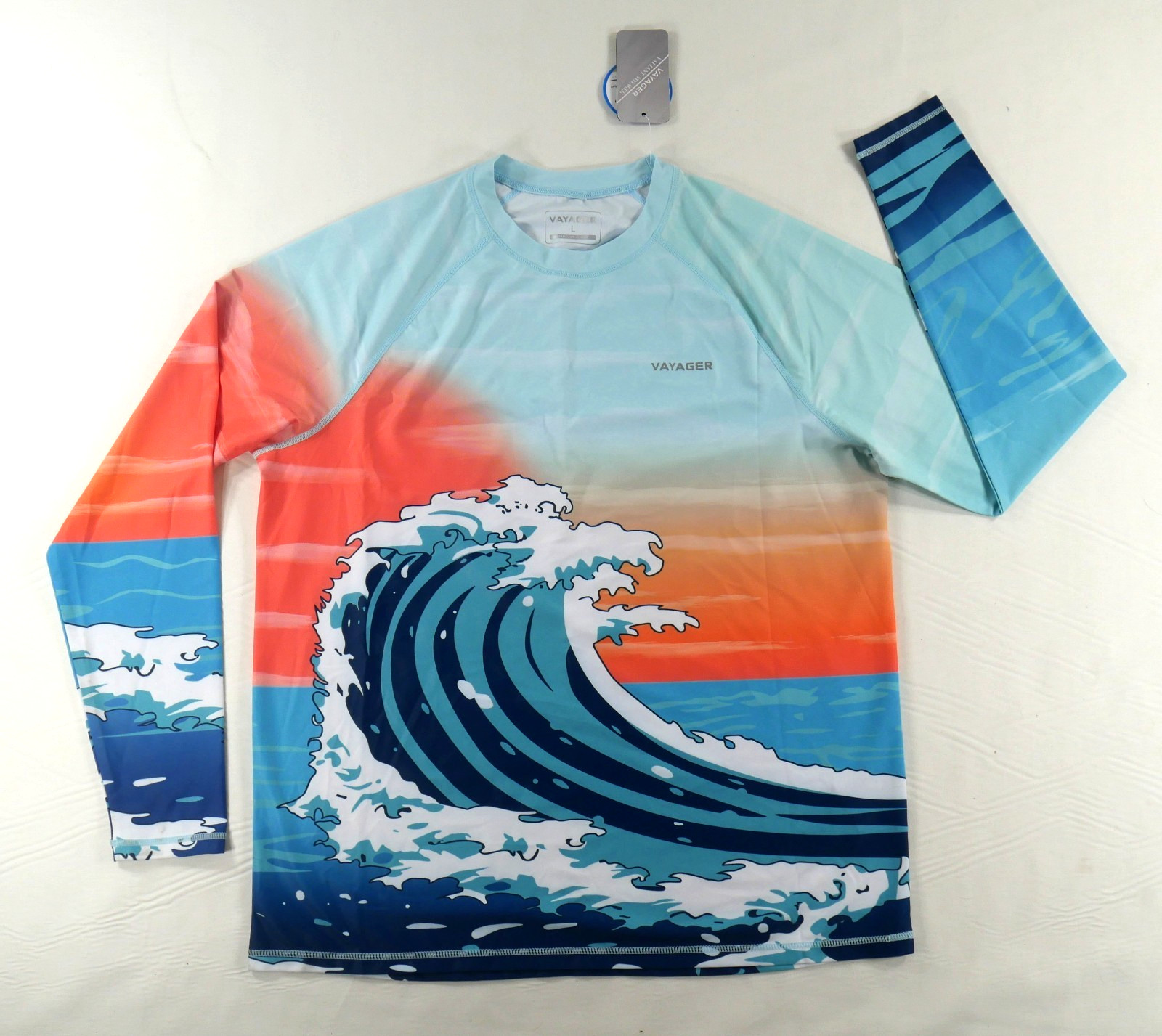 VAYAGER Swimming UPF 50+ Rashguard Long Sleeve Quick Drying Shirt Men Large New gallery