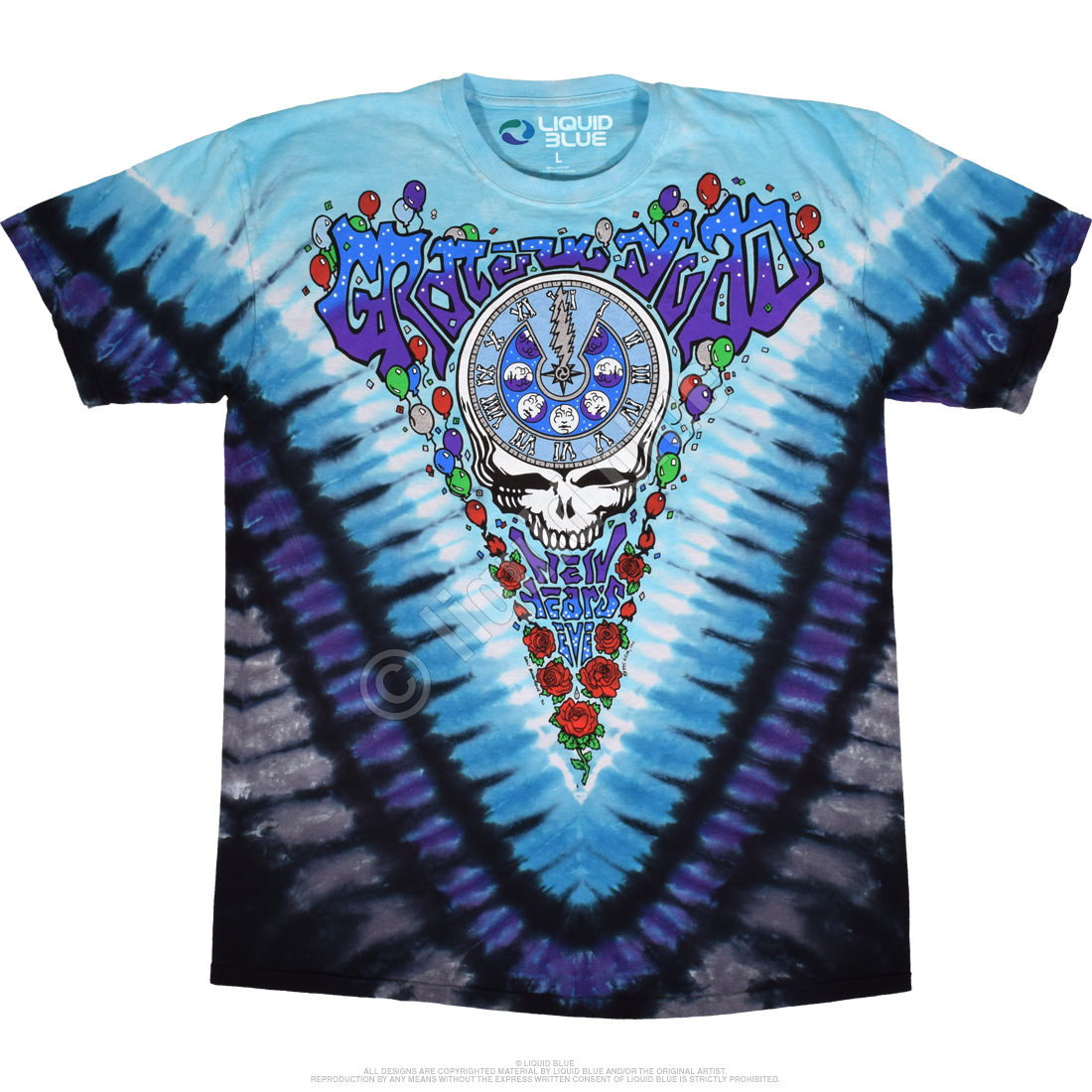 GRATEFUL DEAD-MIDNIGHT HOUR-NEW YEAR 90- TIE DYE T-SHIRT S-M-L-XL-XX Garcia,Wier gallery