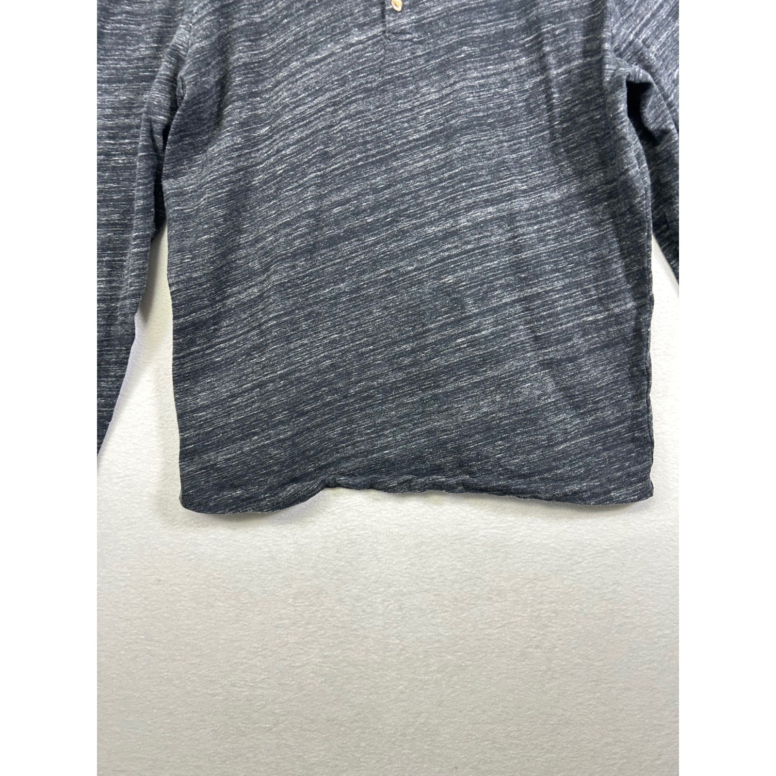 Banana Republic Henley Men Large Charcoal Gray Long Sleeve Cotton Vintage Shirt gallery