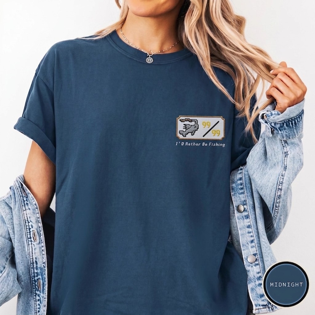 Embroidered OSRS Fishing T-Shirt, RuneScape Gamer Shirt, Old School RPG Gift gallery