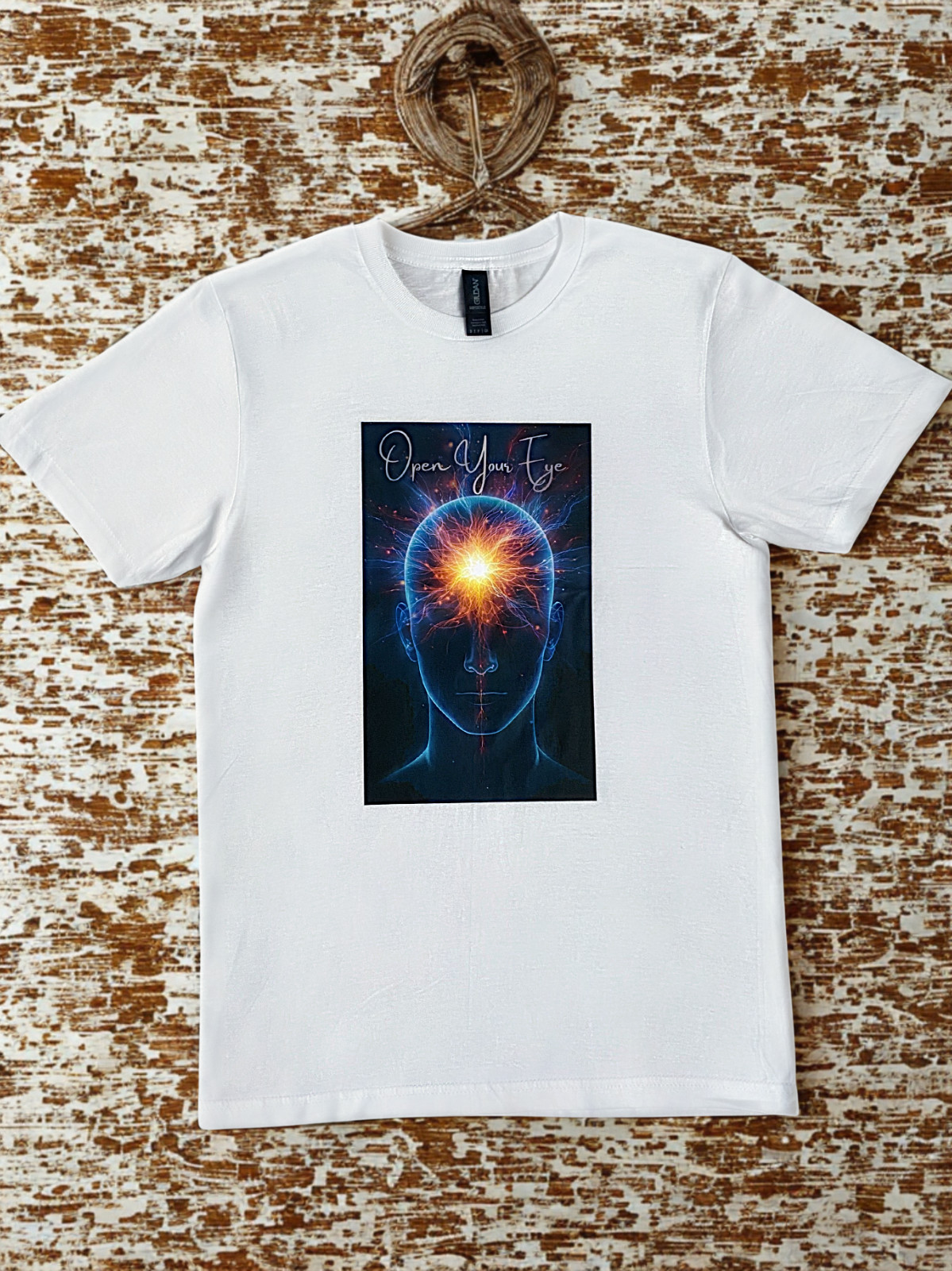 DTF Custom Made - OPEN YOUR EYE Short Sleeve T-Shirt - Black & White SML gallery