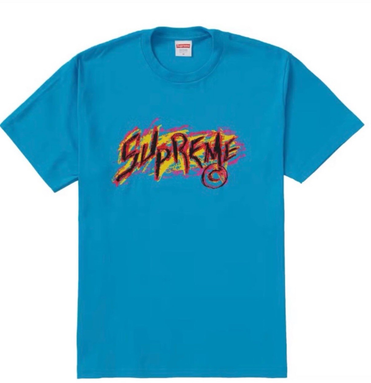 SUPREME FW’20 Scratch Bright Blue T-shirt Men’s size Large Blue Box Logo 2020