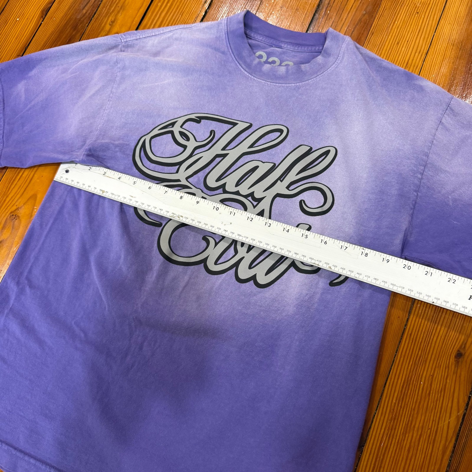 Half Evil Gradient Purple/Silver Short Sleeve Shirt Men's Size Medium gallery
