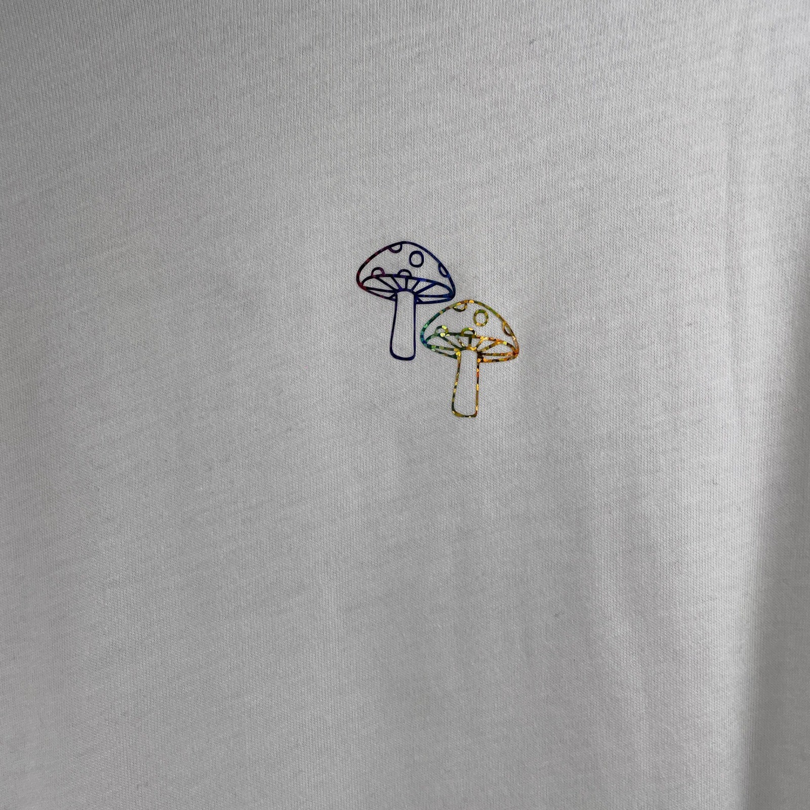 Los Angeles Apparel Men White Rainbow Mushroom Graphic T-Shirt L USA Made Hippie gallery