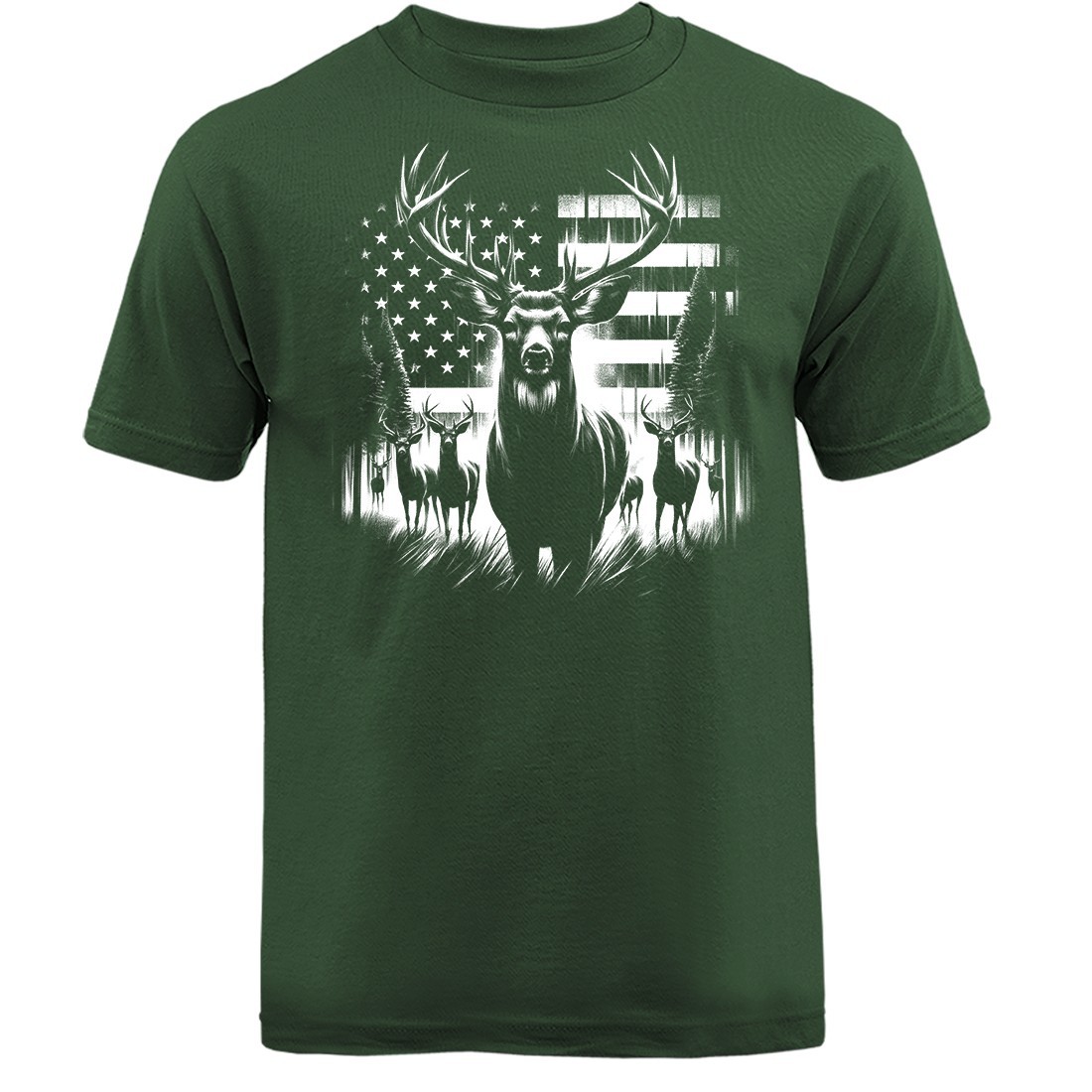 American Flag Deer Hunting Buck Wildlife Wilderness Outdoor Nature T-shirt