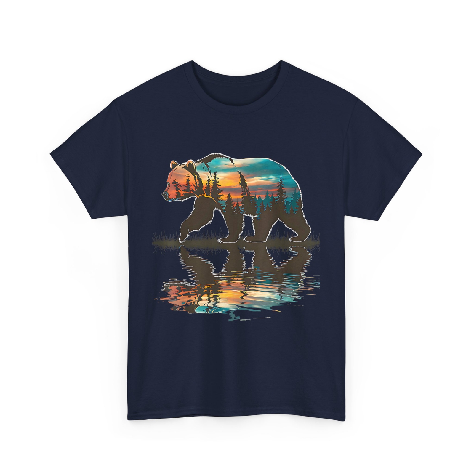 Bear T-Shirt, Trees Reflection Wildlife Nature Outdoor Forest Women Men Shirt gallery