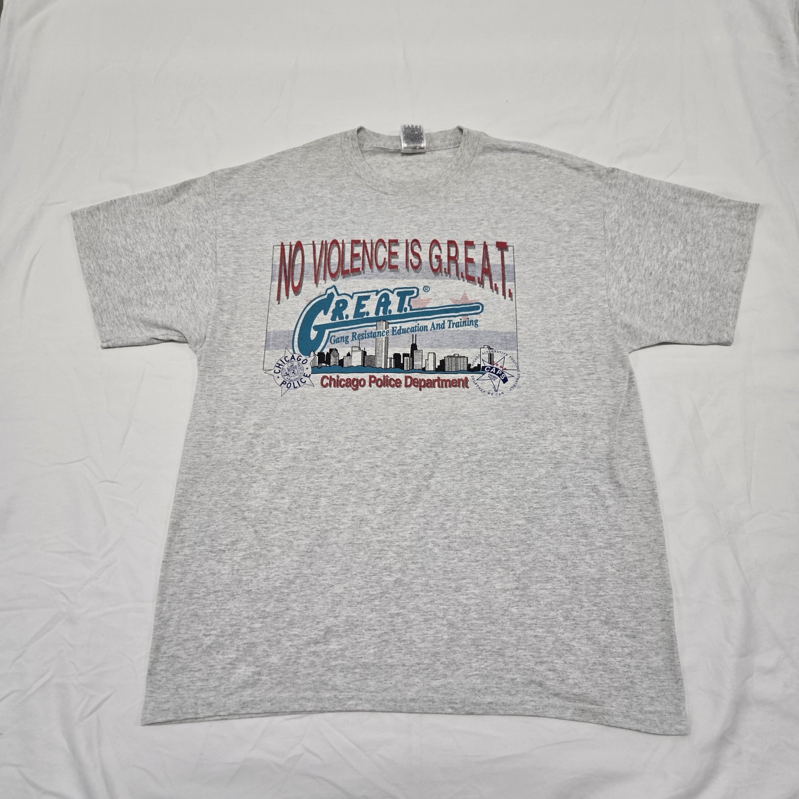 Sz XL Vintage Chicago Police Department Tee Stop The Violence Grey T-Shirt 1994 gallery