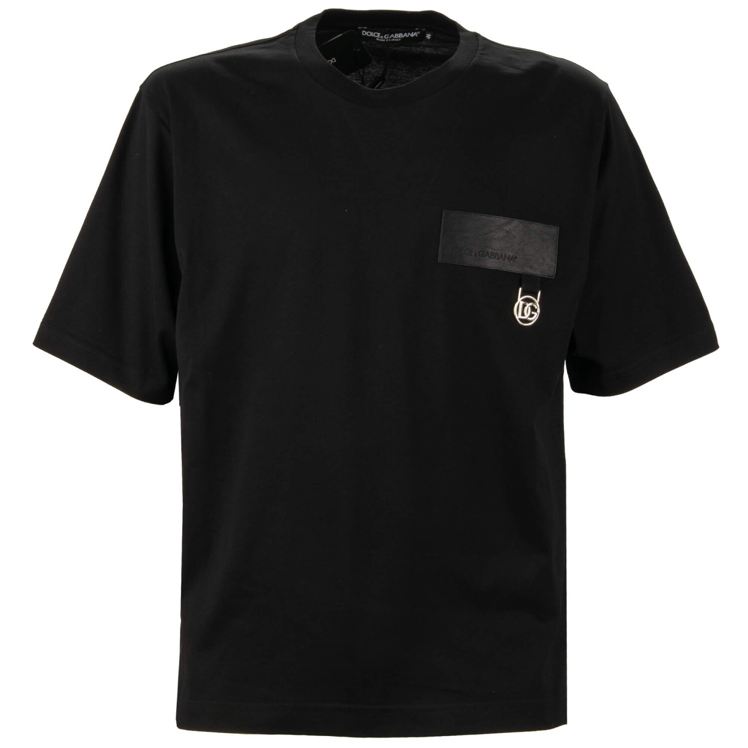 DOLCE & GABBANA DG Metal Silver Logo Cotton T-Shirt Shirt Black 46 S M gallery