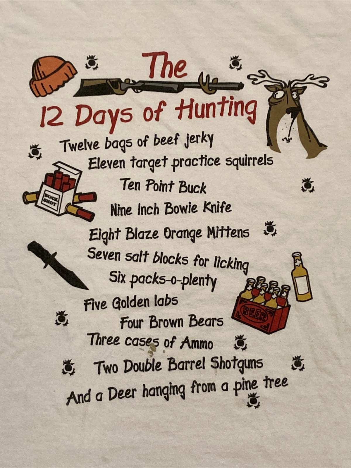 Austin Clothing Co. "12 Days of Hunting" Christmas White Funny T-Shirt Men's XL gallery