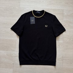 BNWT Fred Perry M7 Crew Neck Pique T-Shirt Black Gold Mens Size Medium Mod 60s