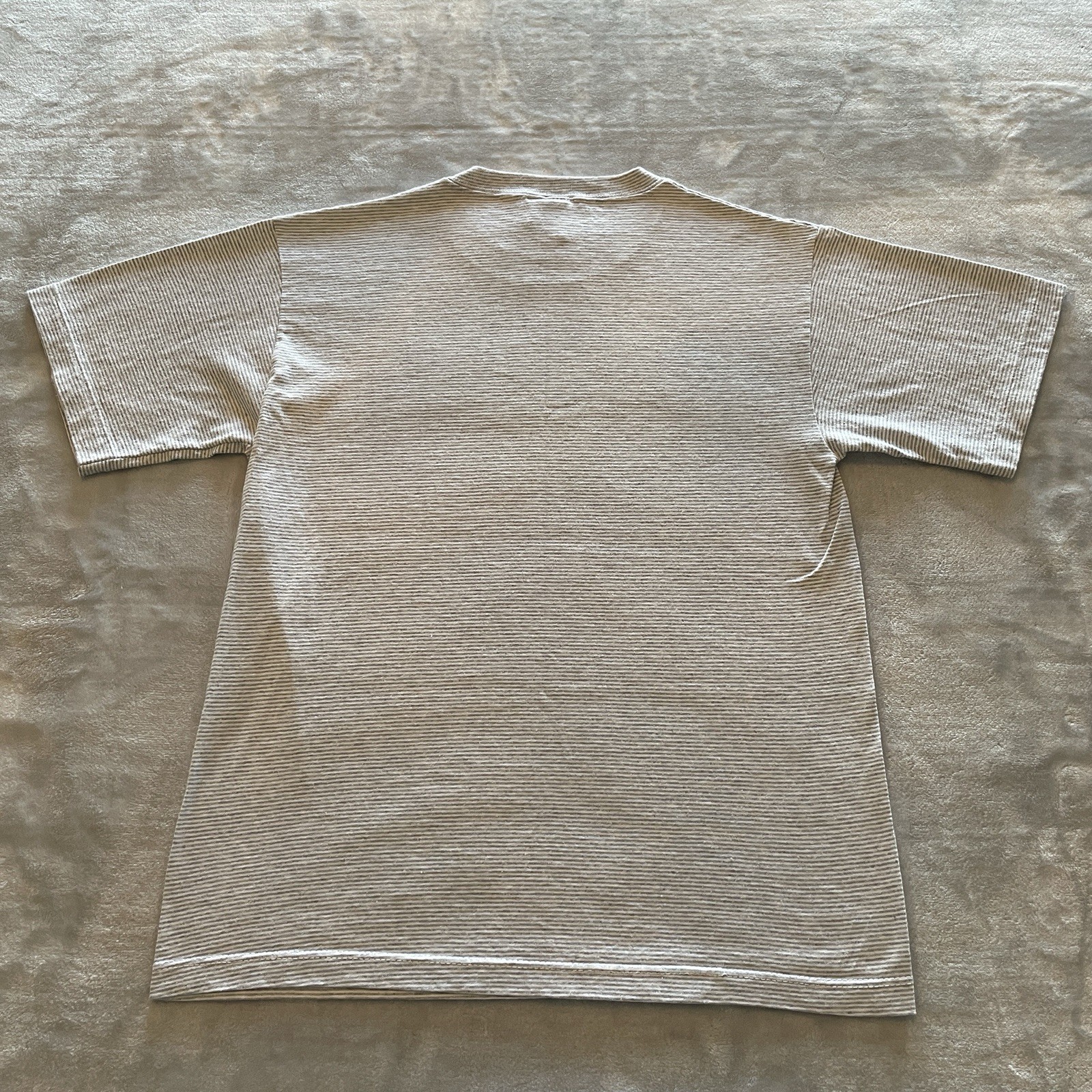 Vintage 90s Single Stitch T-Shirt Mens Small Gray Striped Grayton Beach USA Made gallery