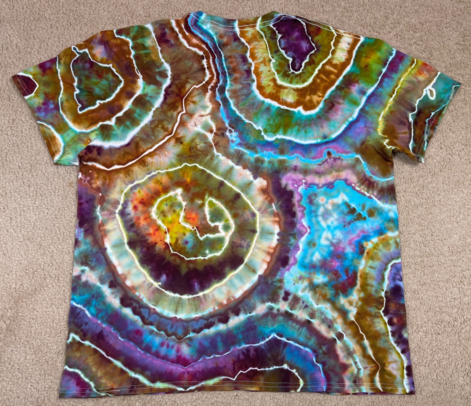 Handmade Ice Tie Dye T-Shirt XL Mens Womens Soft Cotton Blue Green Geode gallery