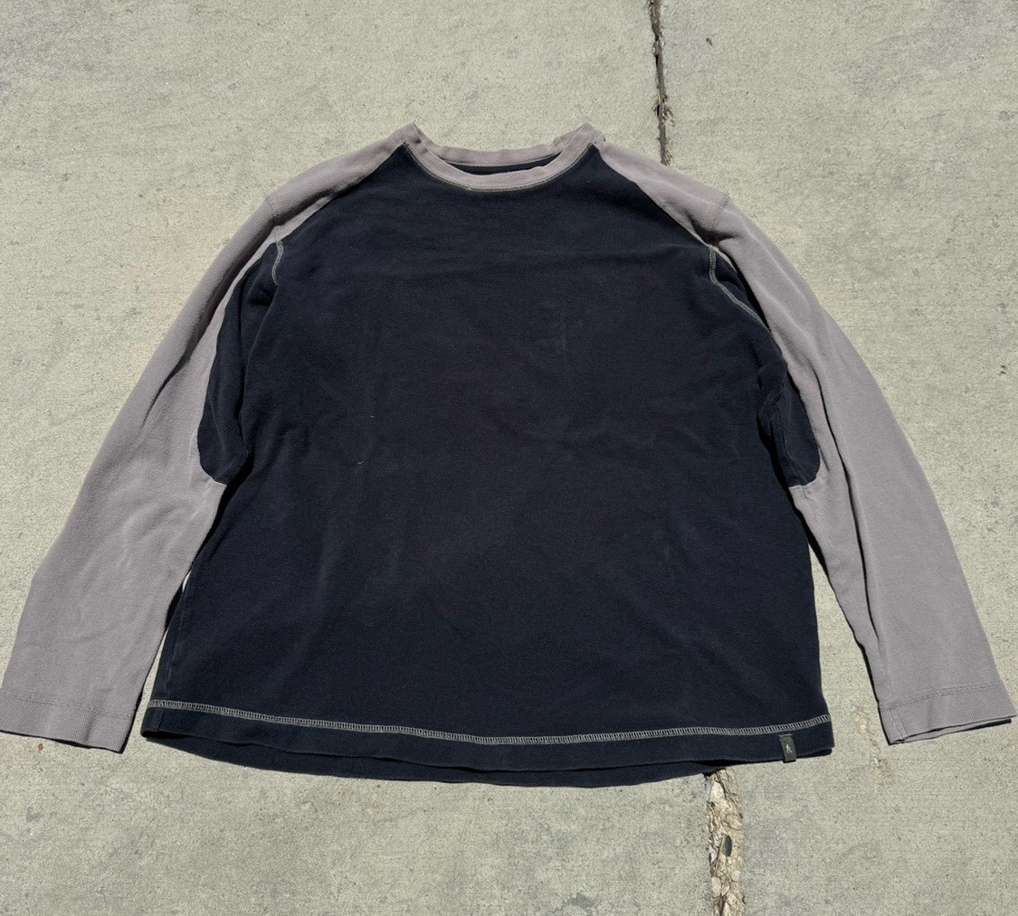 Royal Robbins Men's Gray/Blue Colorblock Cotton Knit Long Sleeve Logo T-Shirt L gallery