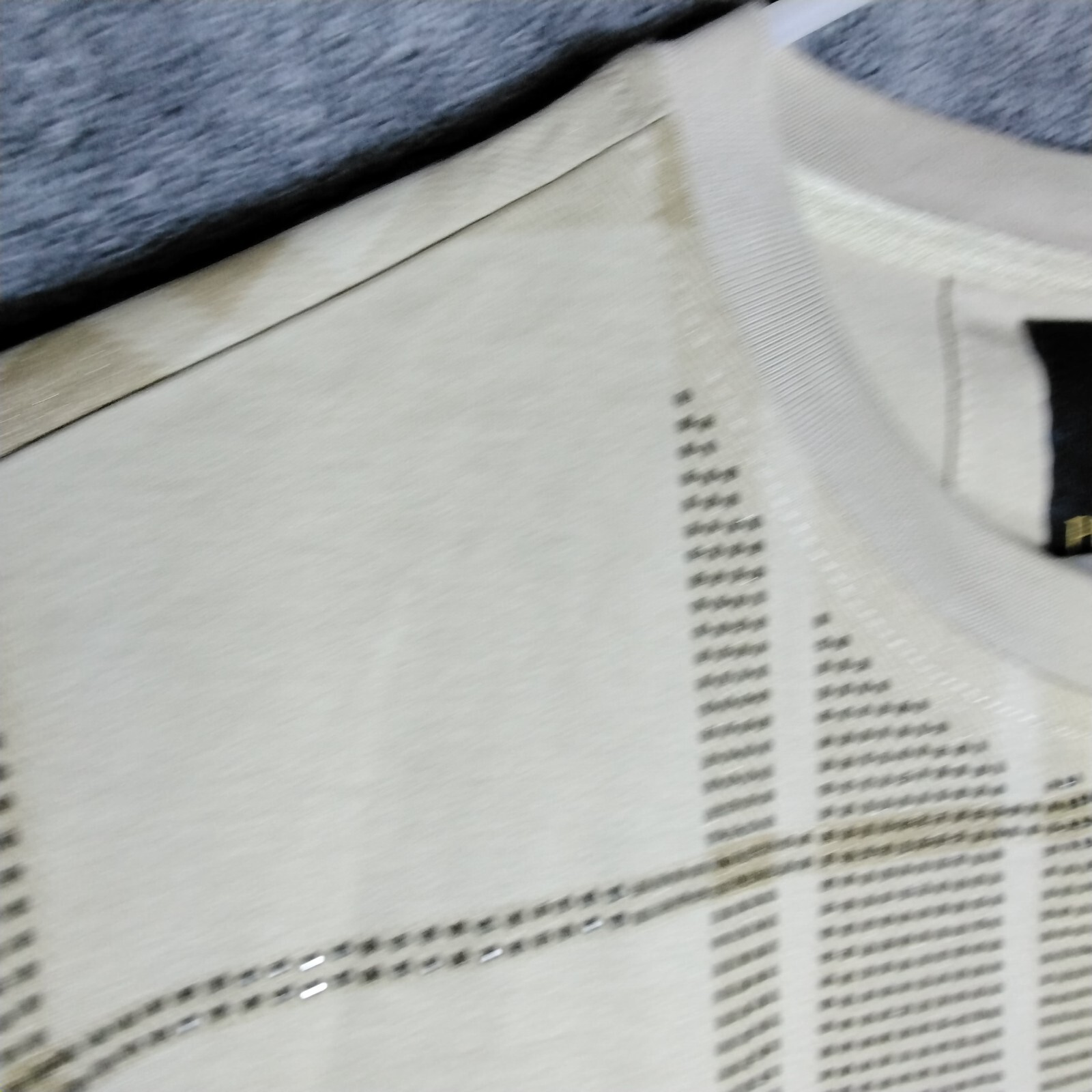 Platini Black Label Shirt Mens Size XL Beige Geometric Beaded Short Sleeve gallery