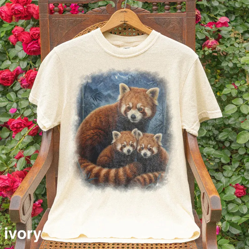 Vintage Red Panda Family Comfort Tee Soft Shirt Gift Animal gallery