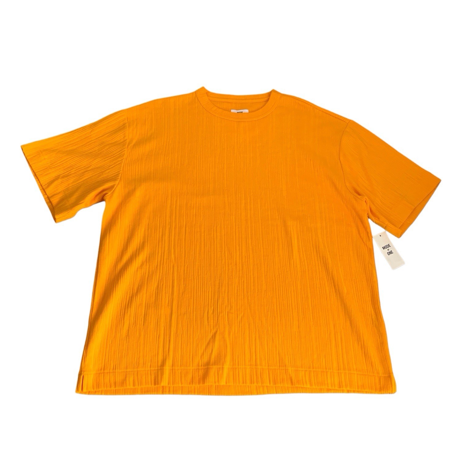 Mode of One Men's M Textured T-Shirt Short-Sleeve Relaxed-Fit Crinkle Orange gallery