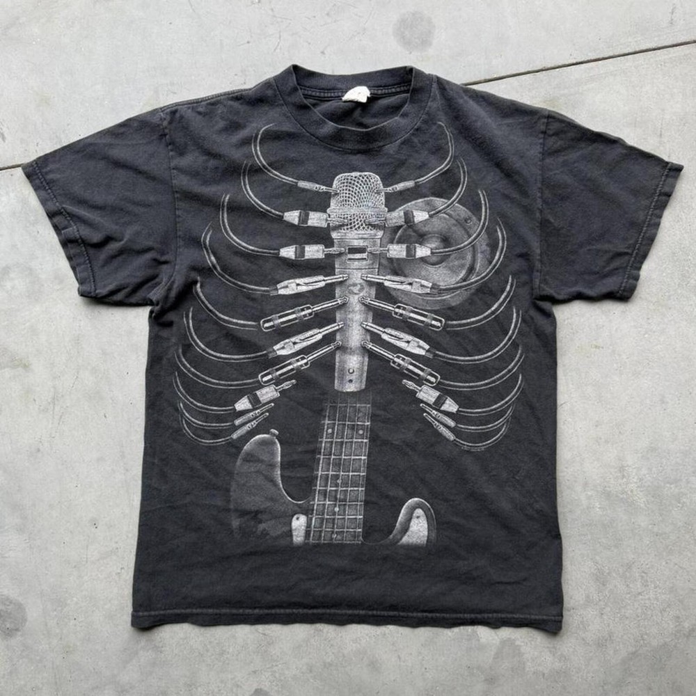Vintage Liquid Blue Skeleton Guitar Tee