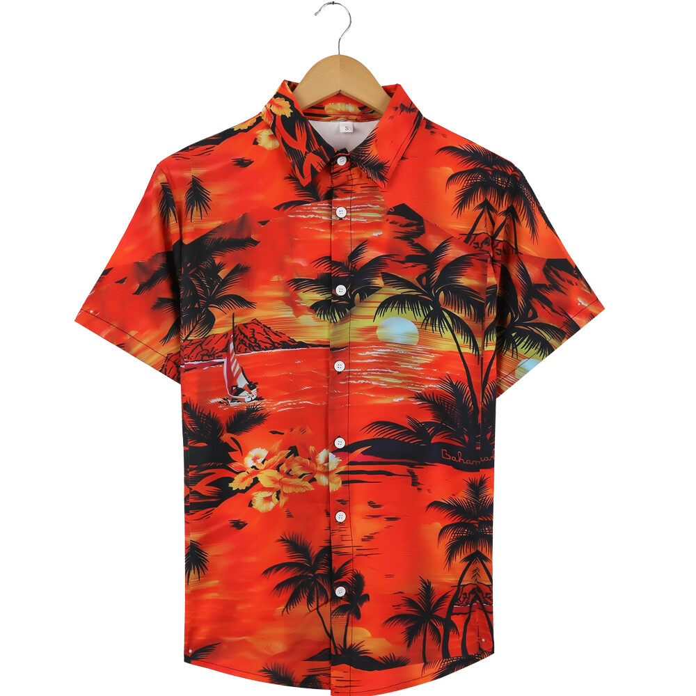Men's Hawaiian Shirt Short Sleeve Floral Button Down Shirts Casual Beach Shirts gallery
