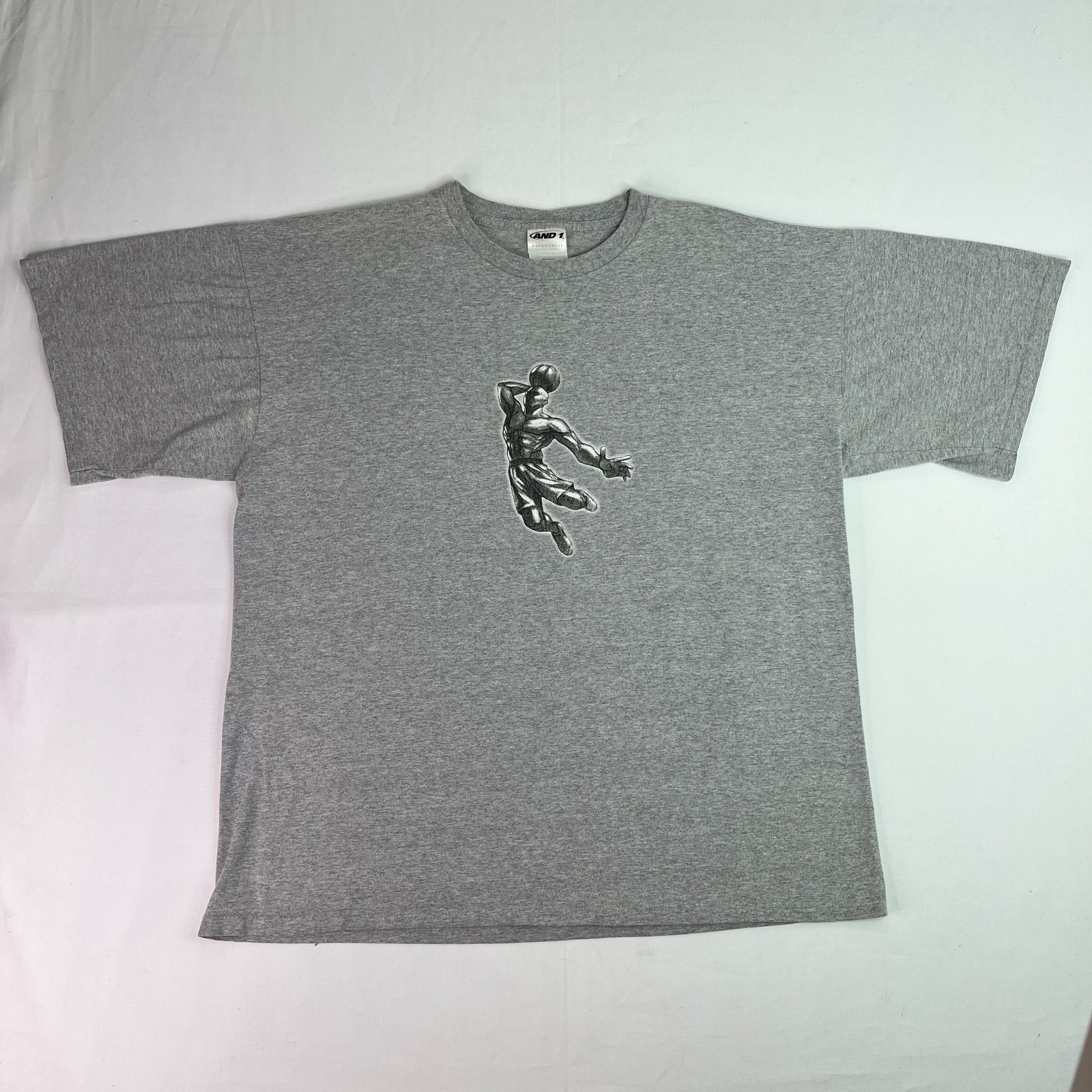 AND1 Basketball Men XL Gray Graphic Tee Athletic Sports Streetwear