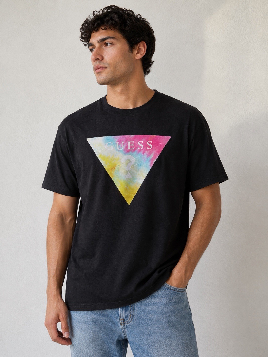 NWT Guess Atlas Pride Logo SS Crewneck T-Shirt Graphic Jet Black Men's XL. C1 gallery