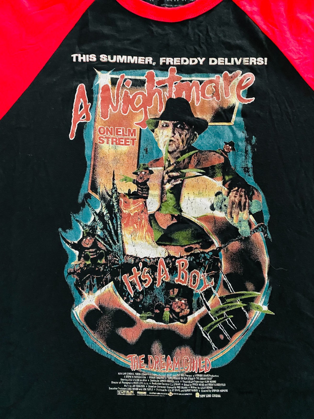 Fright Rags A Nightmare on Elm Street 5 The Dream Child Baseball tee Size Large