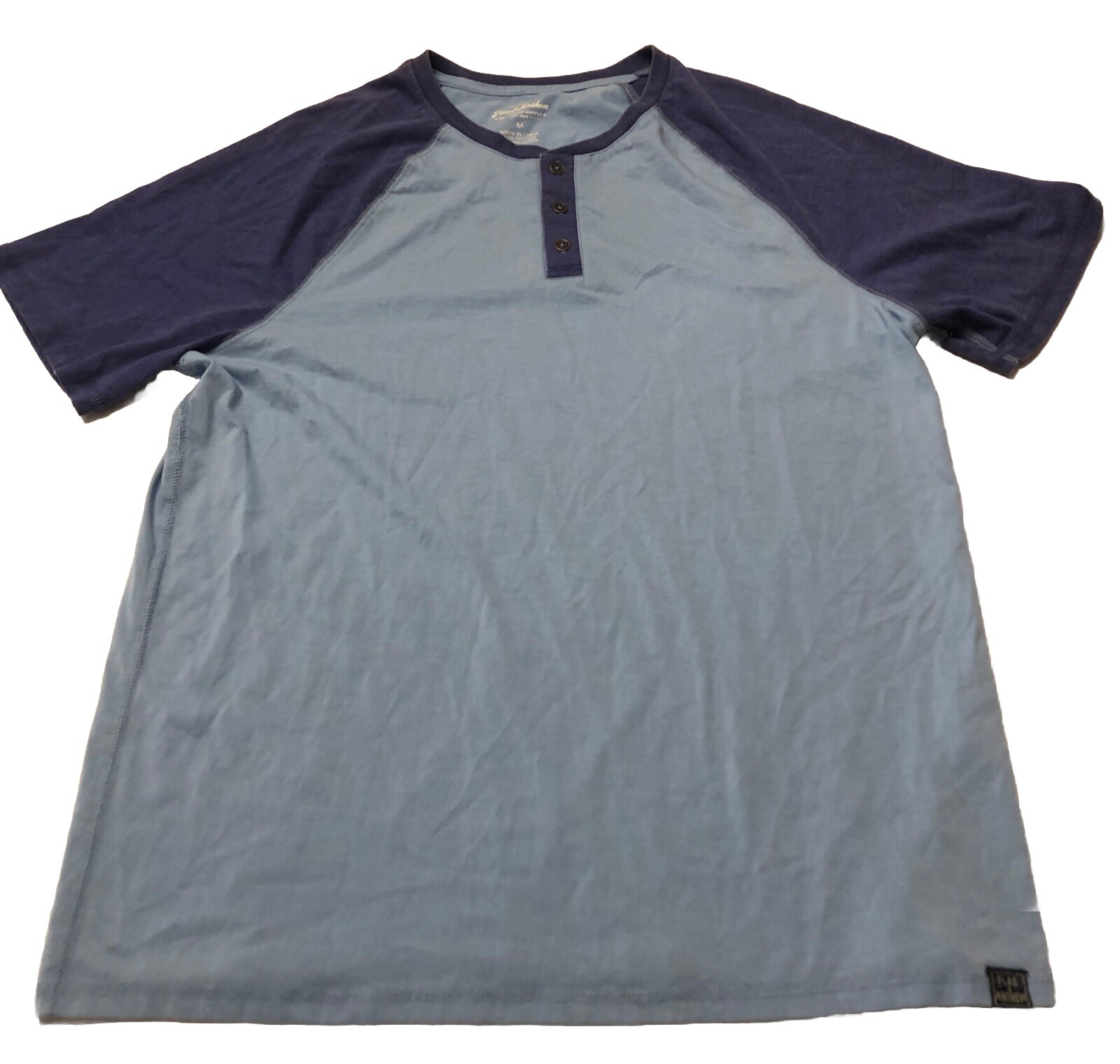 NWT Flag & Anthem Men’s Henley Raglan Tee Blue Short Sleeve Size Small